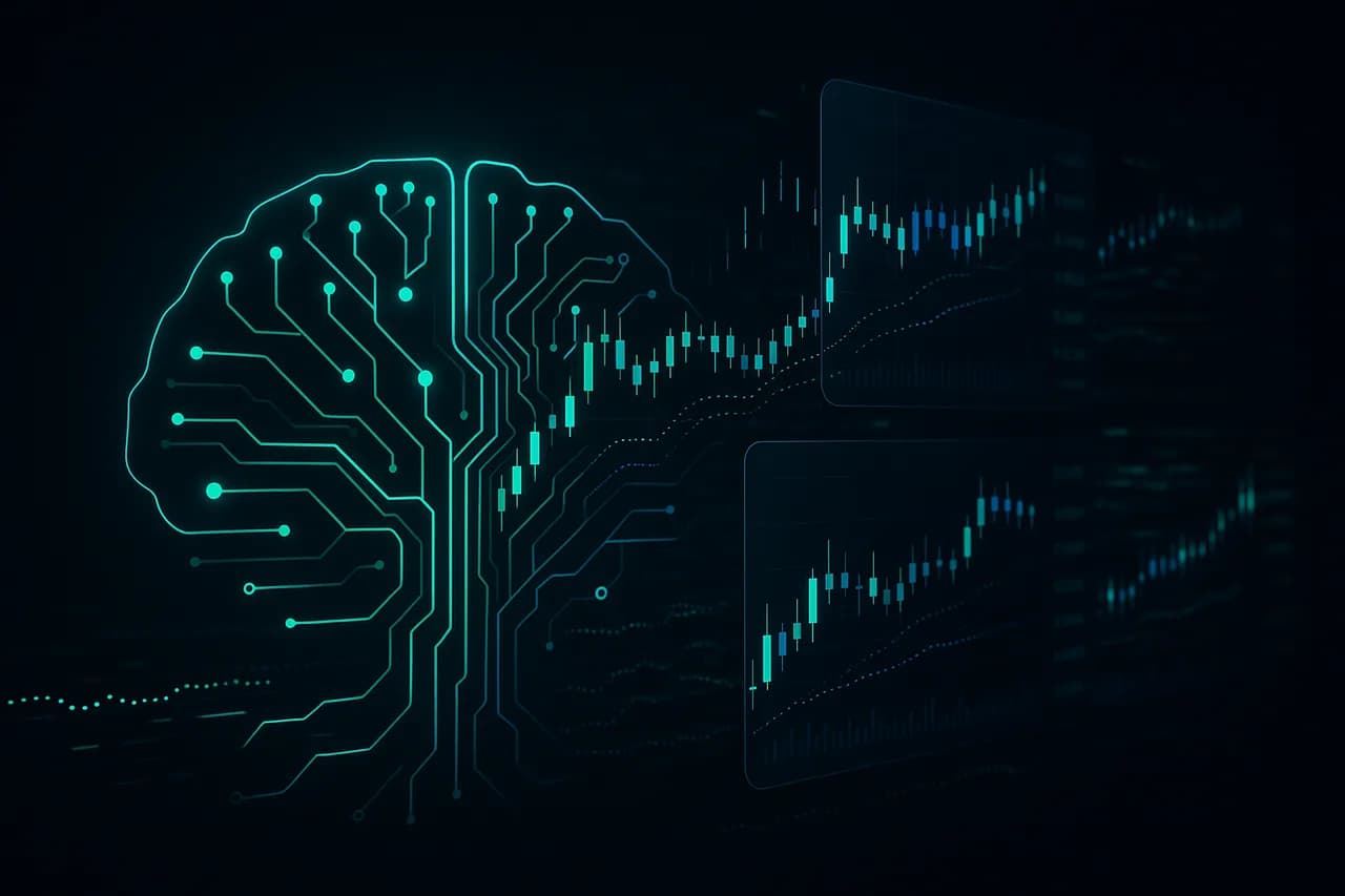 AI algorithmic trading engine analysing crypto and forex market data in real time